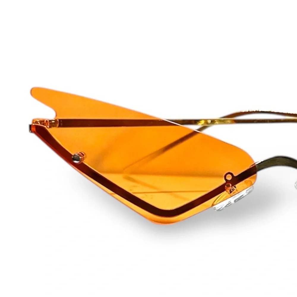 Trendy Y2K Orange Gold Cat Eye Retro Vintage Festival Coachella Sunglasses Beach